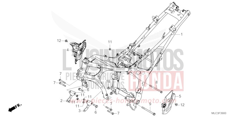 CARROSSERIE DE CHASSIS for Transalp 750 MAT IRIDIUM GRAY METALLIC (NHC64) from 2023